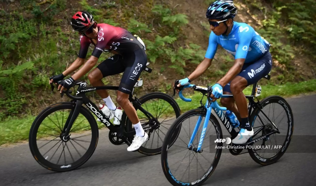 Nairo Quintana y Egan Bernal en el Tour de Francia 2019