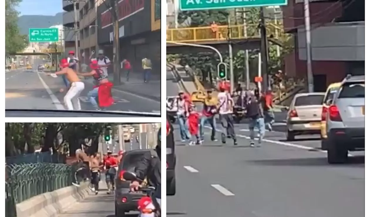 Pelea entre hinchas en Medellín