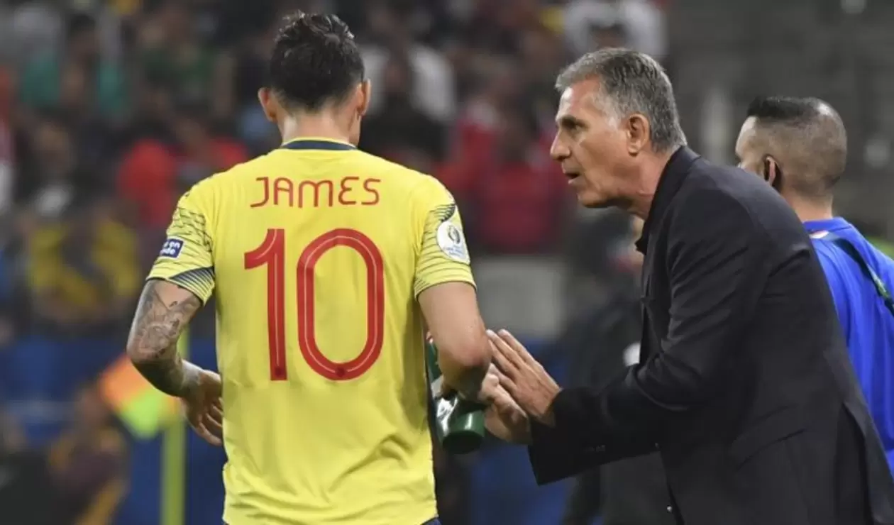 Carlos Queiroz  y James Rodríguez - Selección Colombia