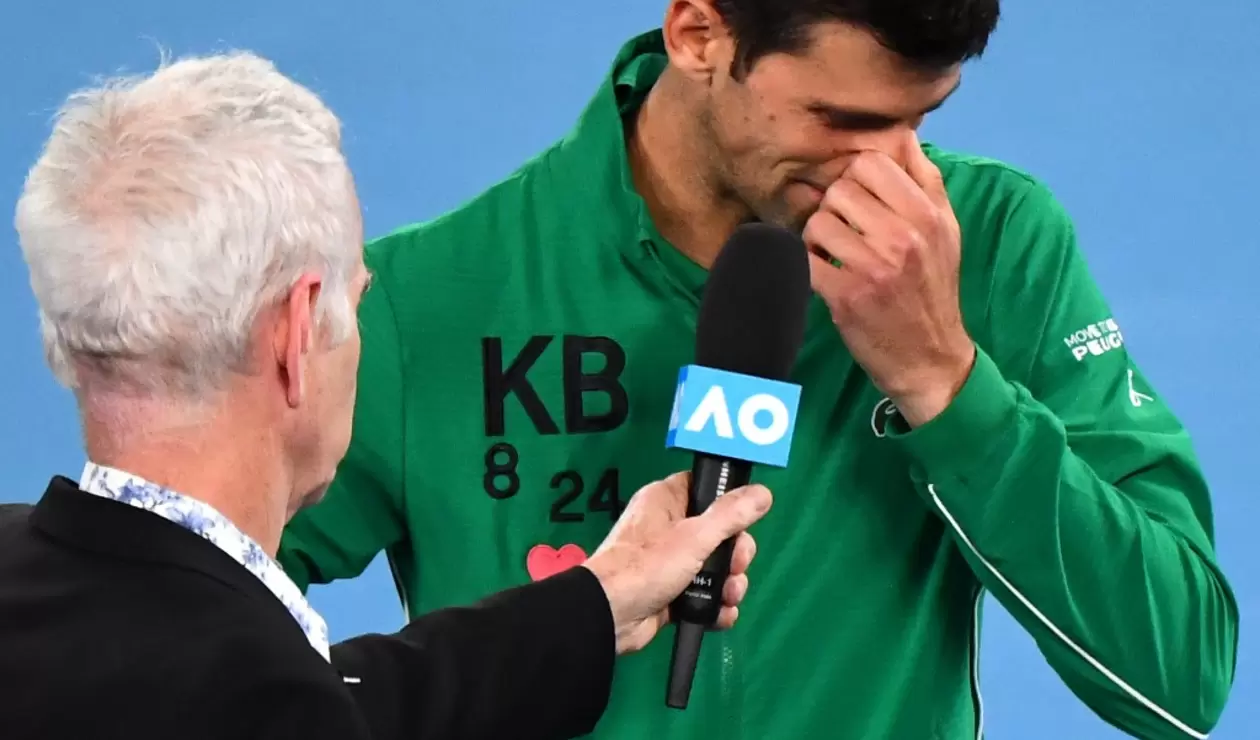 Djokovic llorando por Kobe Bryant
