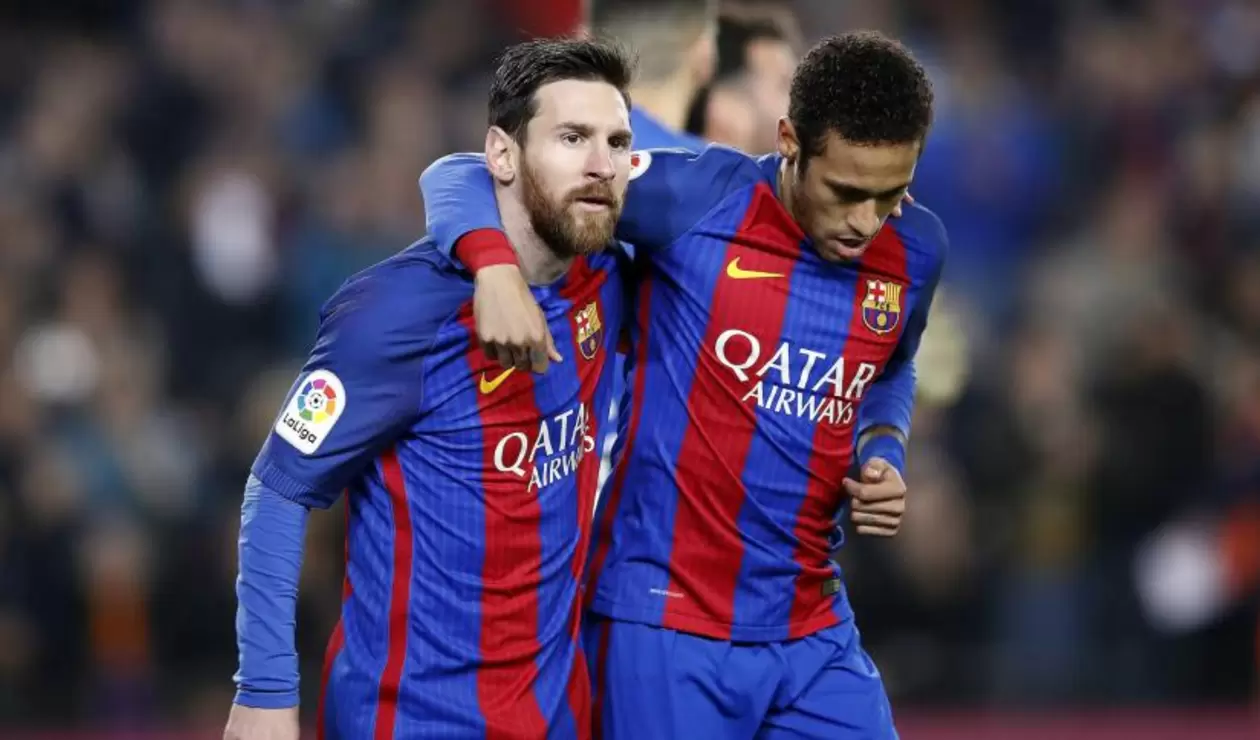 Messi y Neymar jugando en el Barcelona