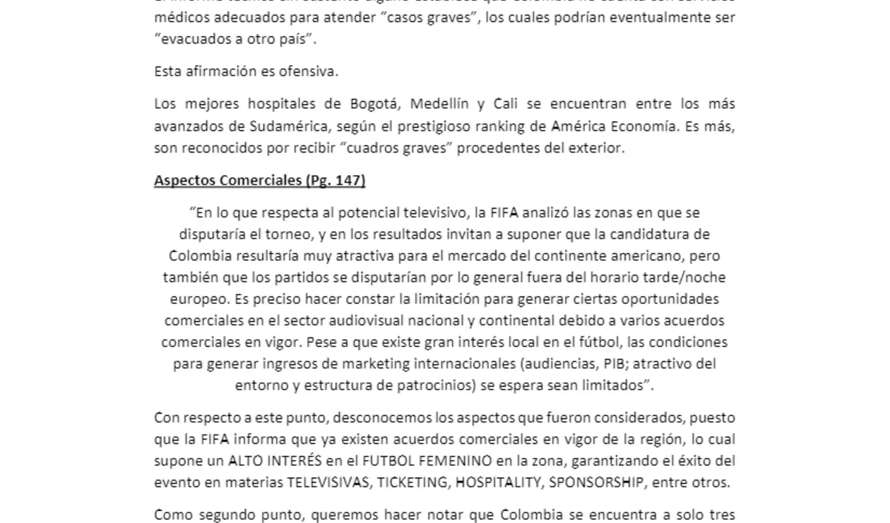 Carta a la Fifa