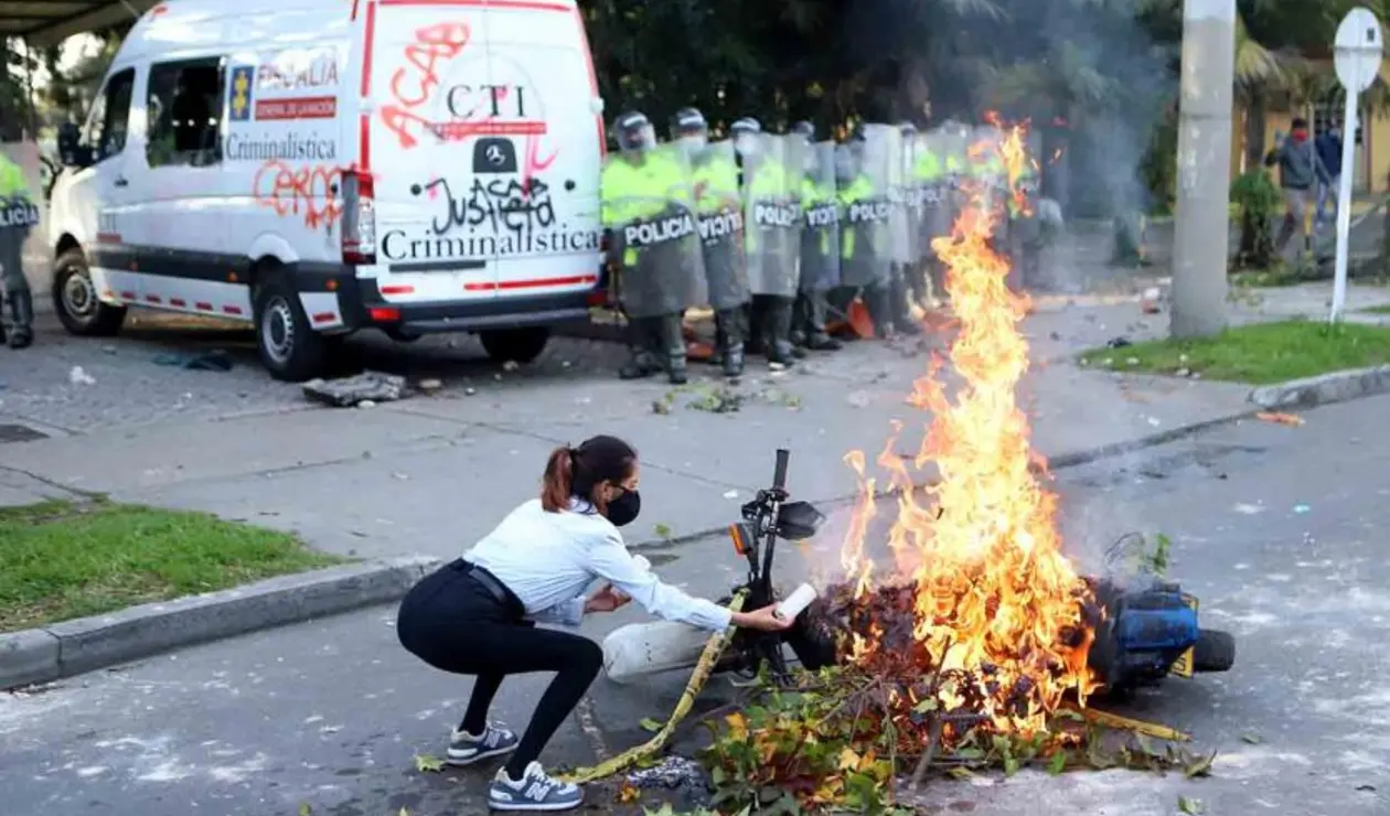Protestas contra la Policía en Bogotá.