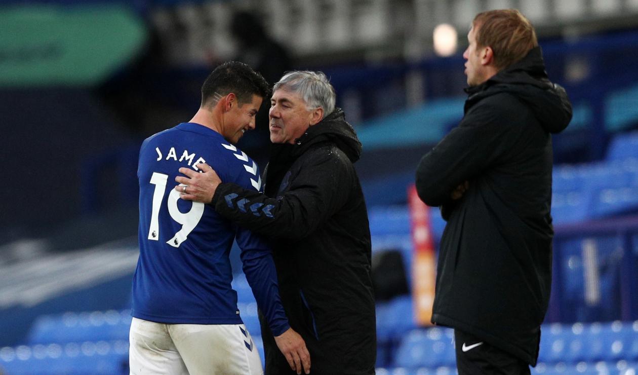 James Rodríguez y Carlo Ancelotti