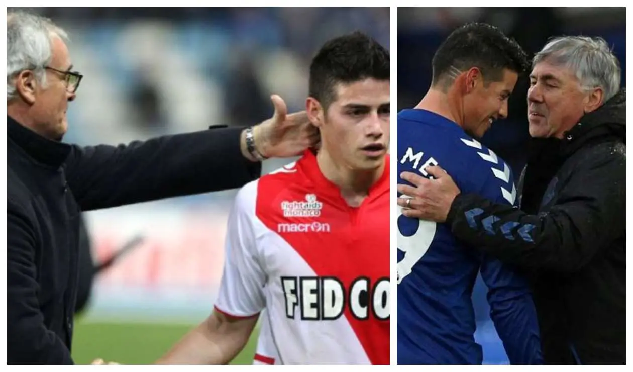 James con Ranieri y Ancelotti