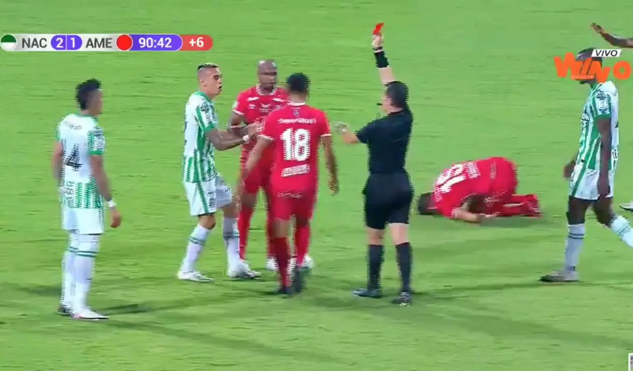 Captura de pantalla, Win Sports, expulsión a Neyder Álvarez