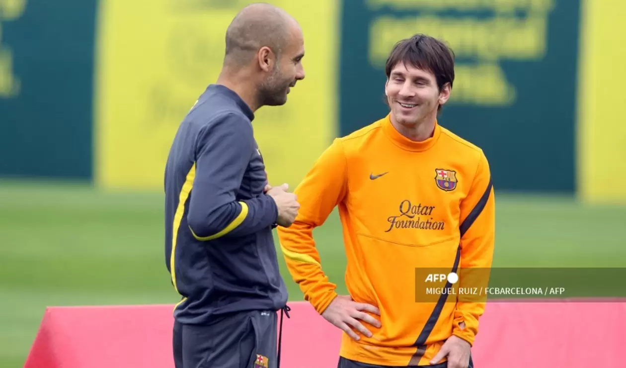 Guardiola y Messi en Barcelona