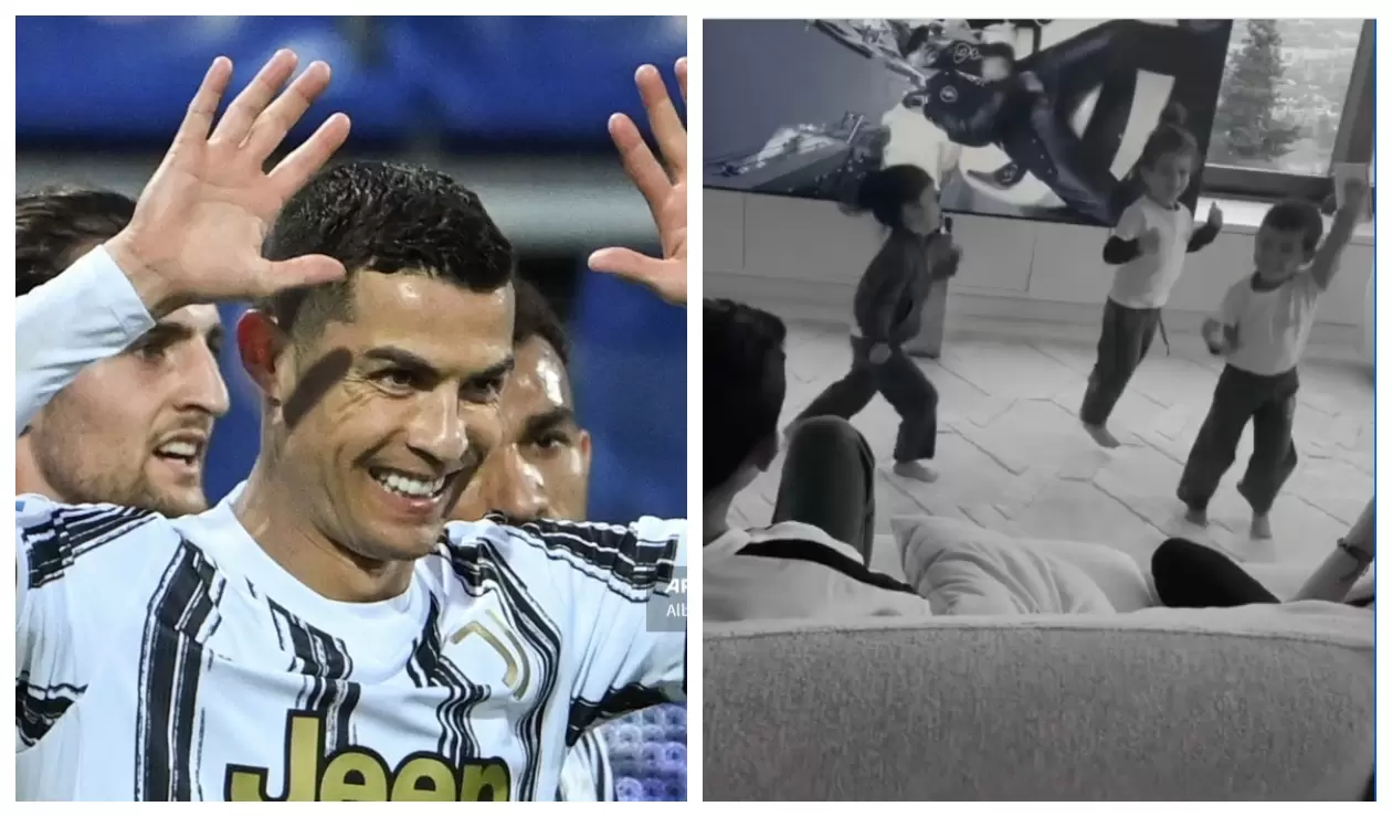 Cristiano Ronaldo; hijos de CR7 bailando