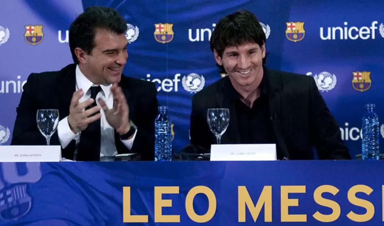Joan Laporta y Lionel Messi - Barcelona