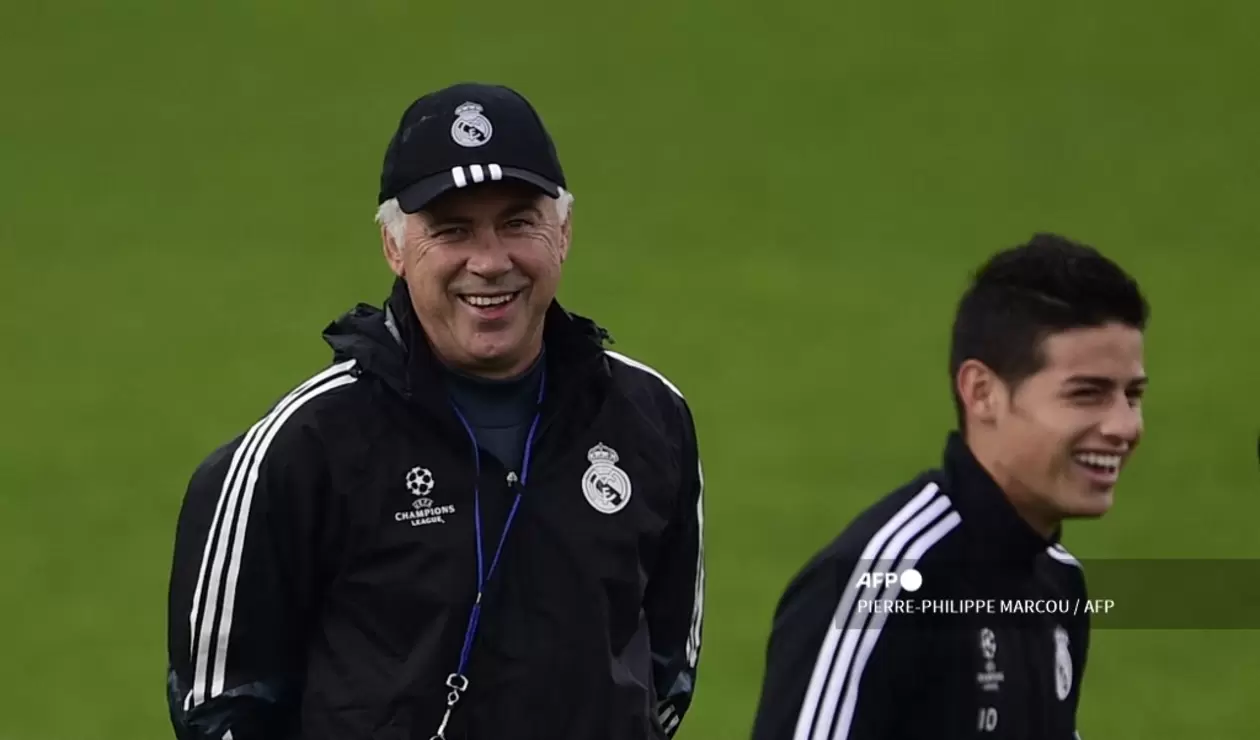 James Rodríguez y Carlo Ancelotti, Real Madrid