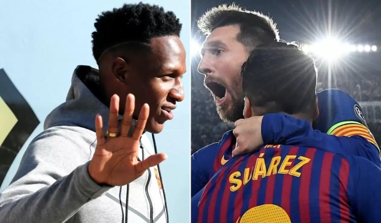 Yerry Mina vs Messi y Luis Suárez