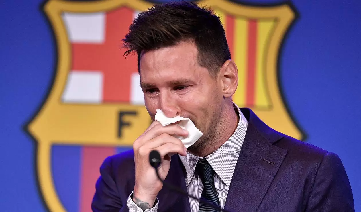 Messi en su despedida de Barcelona