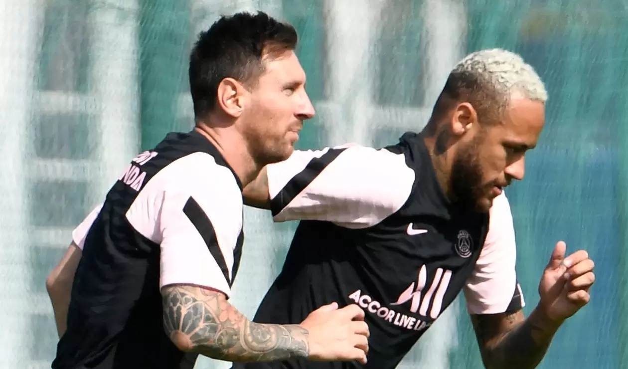 Messi y Neymar, entrenamiento