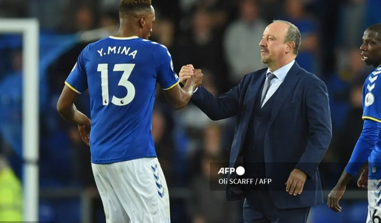 Yerry Mina y Rafel Benítez