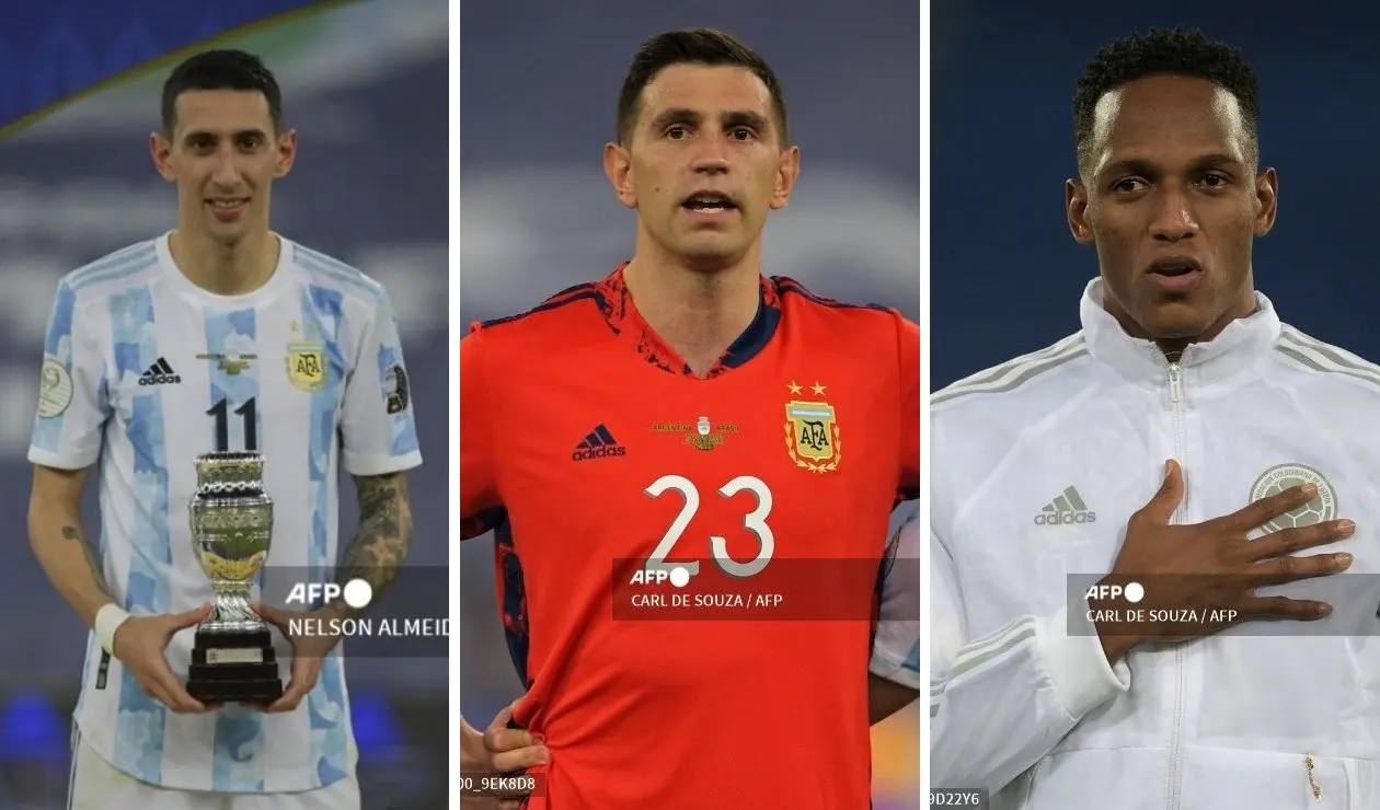 Di María, Emiliano Martínez y Yerry Mina
