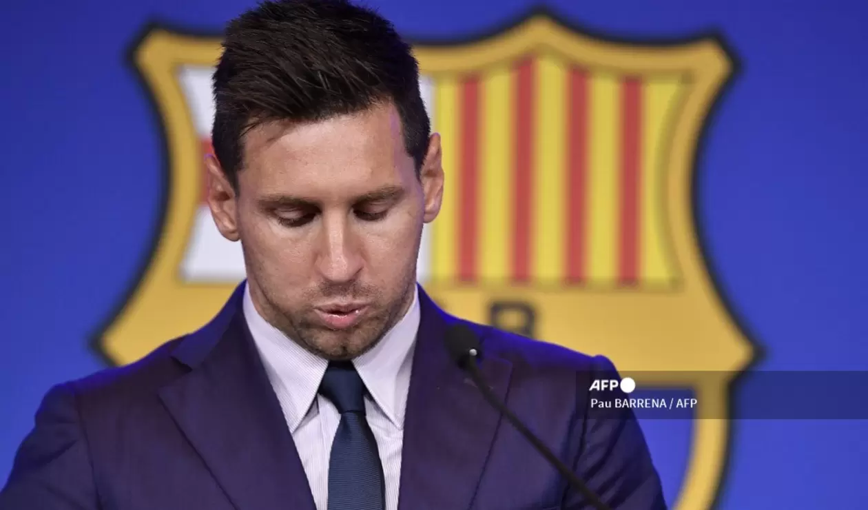 Leonel Messi en su despedida del Barcelona.