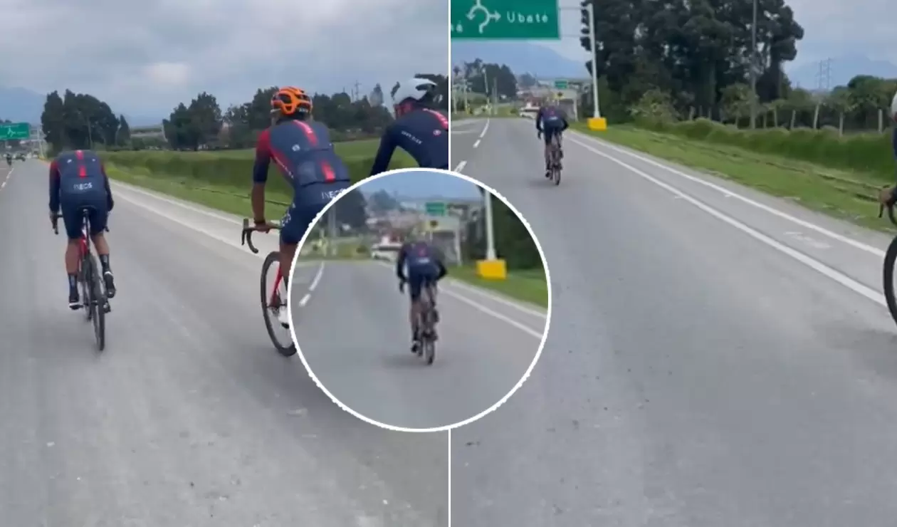 Egan Bernal en bicicleta tras el accidente