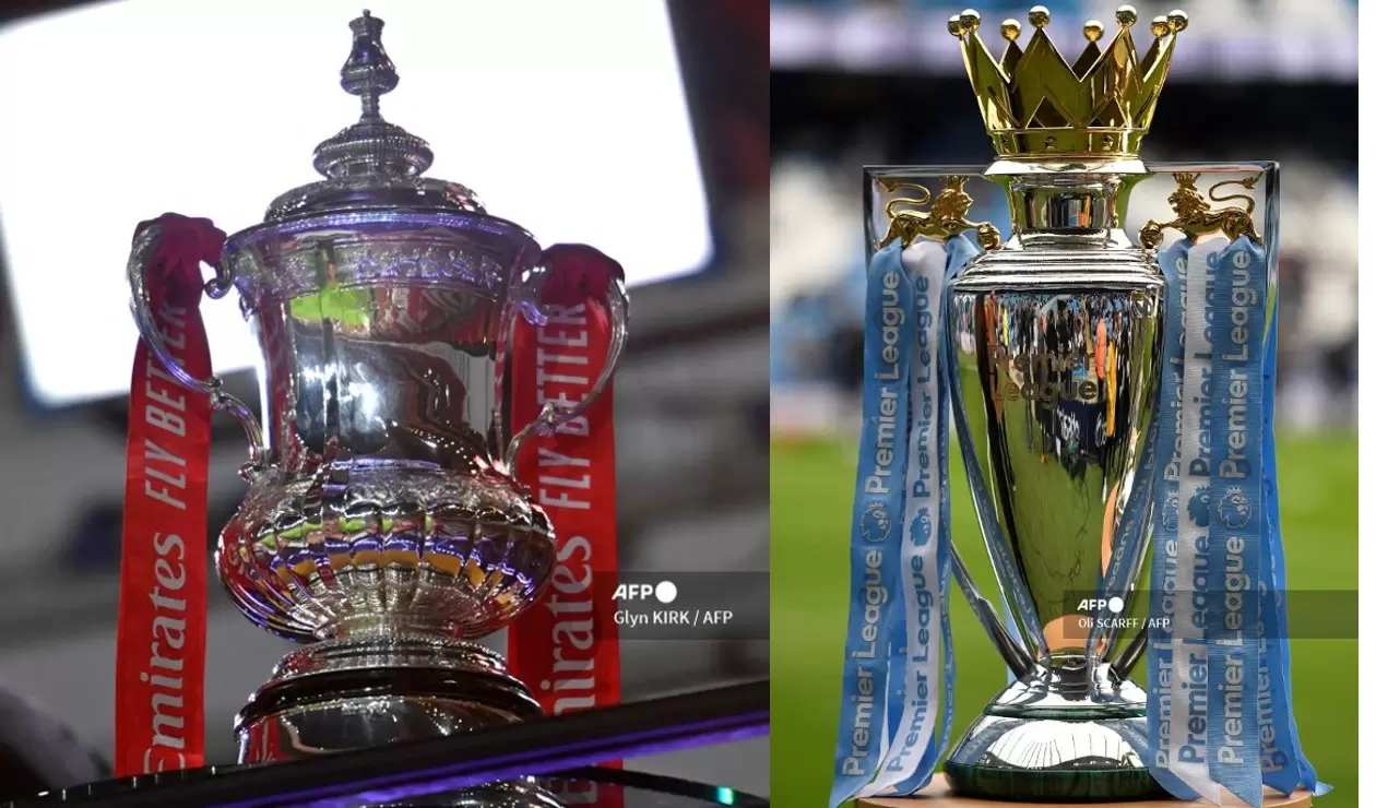 Trofeos de la FA Cup y Premier League.