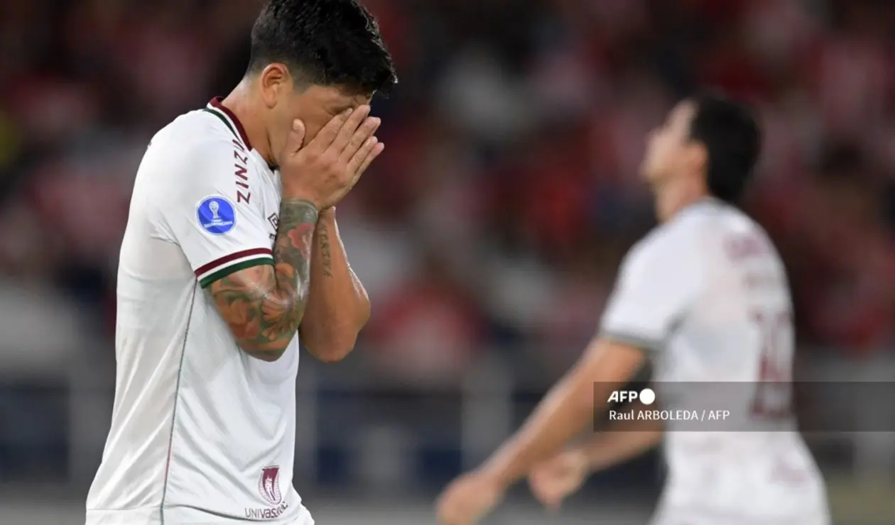 Jugadores de Fluminense en la derrota ante Junior por Copa Sudamericana.