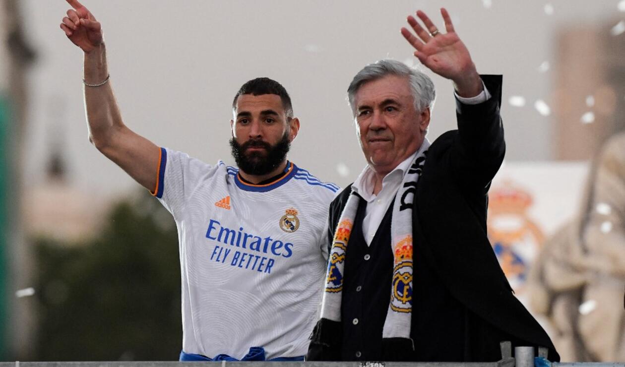 Karim Benzeman junto a Carlo Ancelotti, Real Madrid