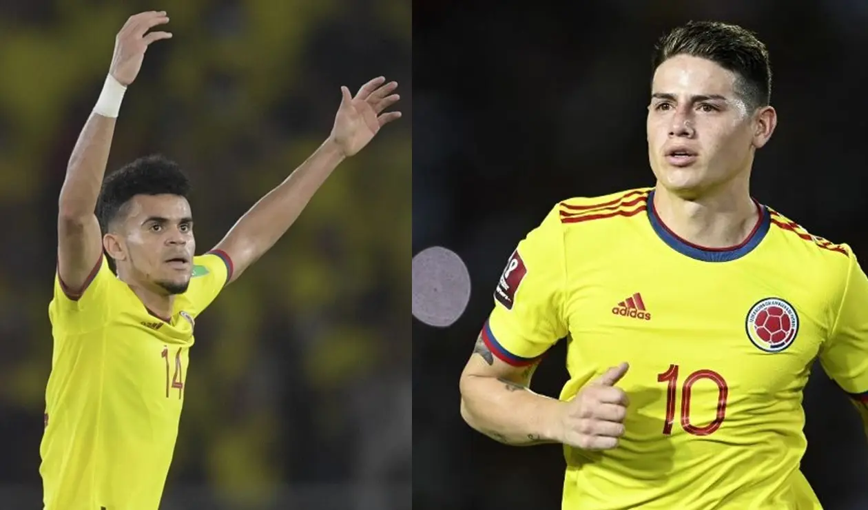 James Rodríguez y Luis Díaz en la Selección Colombia.