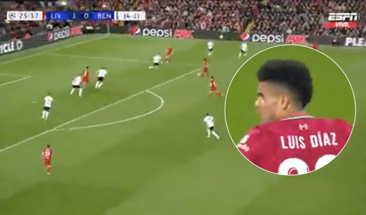 Luis Díaz, Liverpoll vs Benfica, Champions League