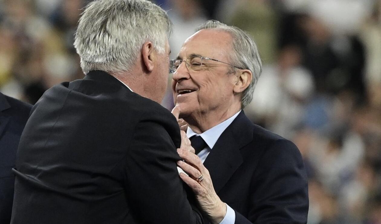 Florentino Perez con Carlo Ancelotti en la final de Champions 2022