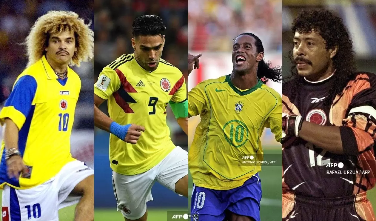 Falcao, Valderrama, Higuita y Ronaldinho
