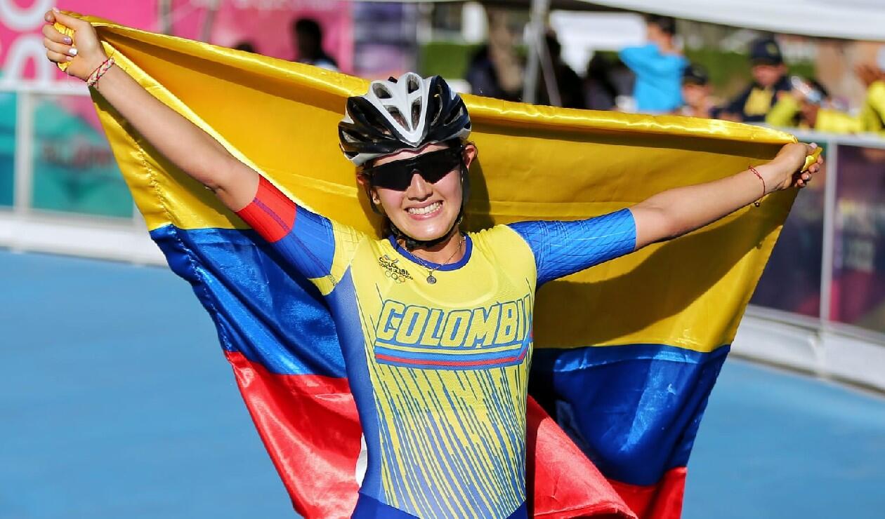 Patinadora colombiana en los Juegos Sudamericanos de la Juventud.