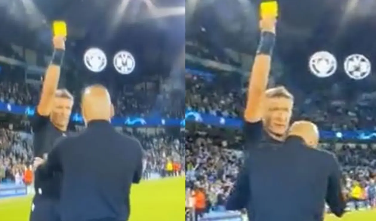Pep Guardiola abrazó al árbitro después de que le sacó amarilla