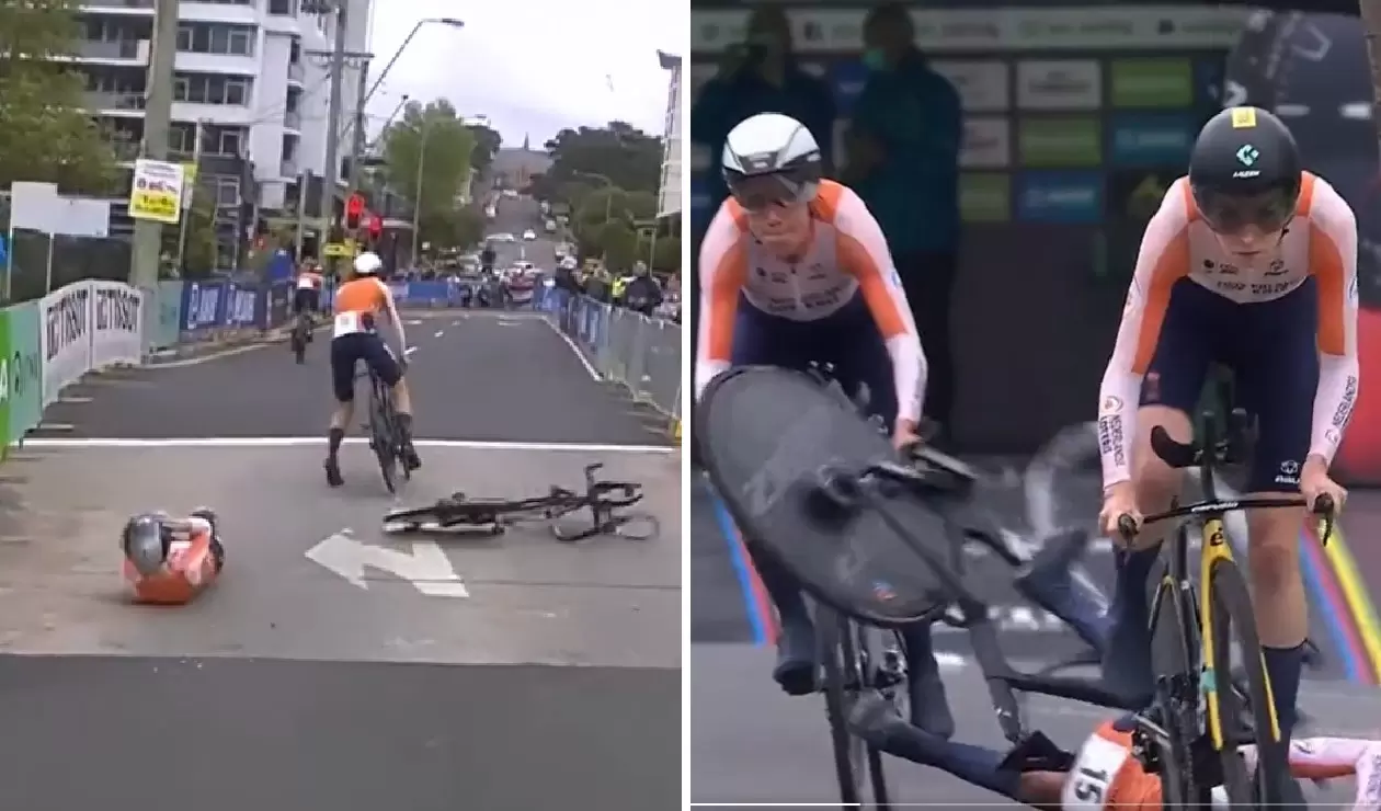 Caída de una ciclista en el Mundial de Ciclismo