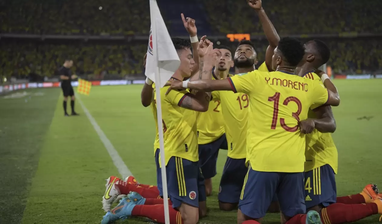 La Selección Colombia en uno de los partidos de las Eliminatorias