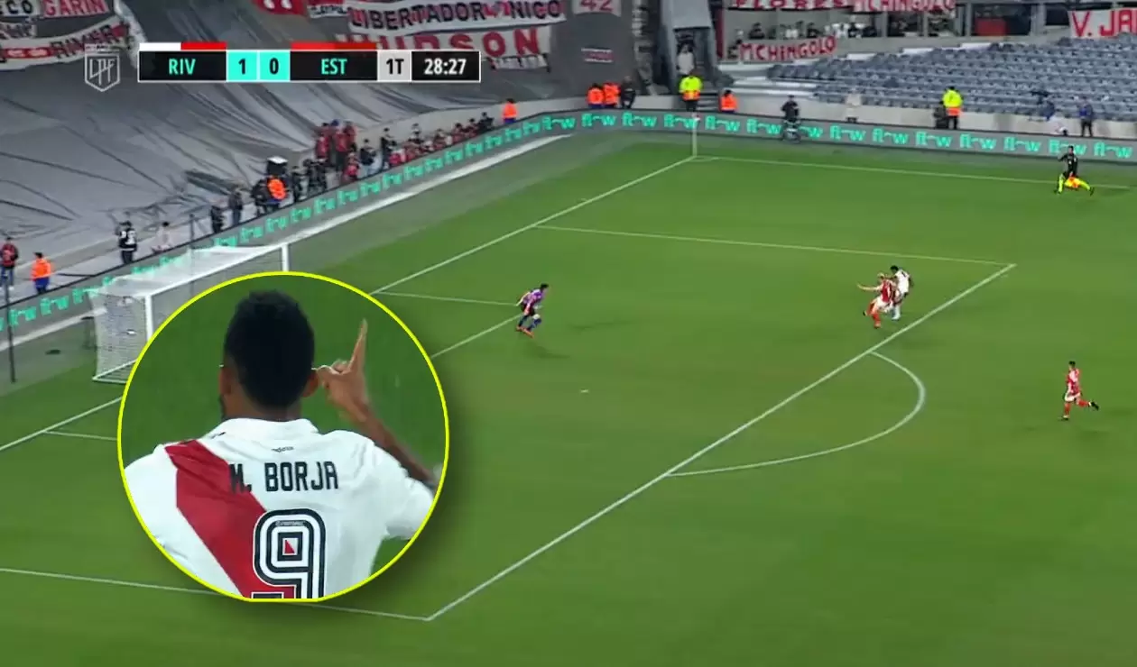 Gol de Miguel Ángel Borja en River Plate, asistencia de Juanfer Quintero