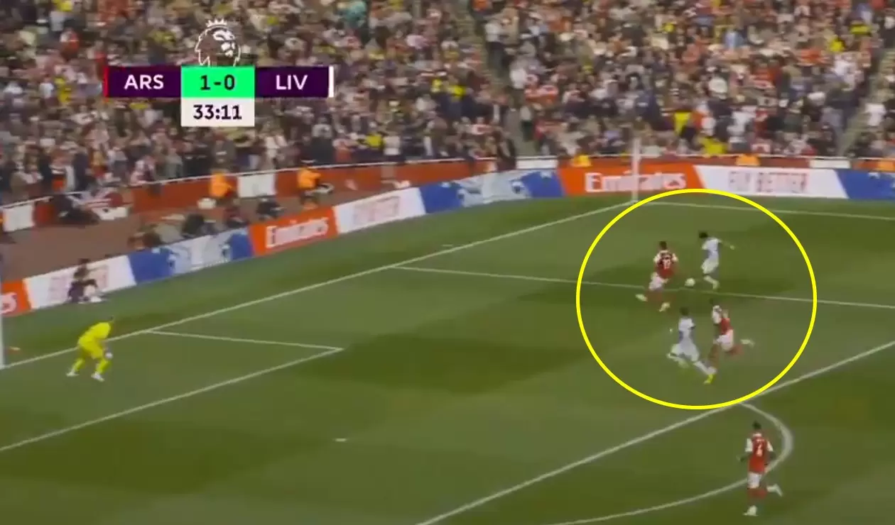 Pase gol de Luis Díaz para gol de Liverpool y empate con Arsenal