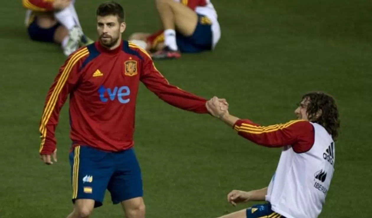 Piqué y Puyol con la Selección de España