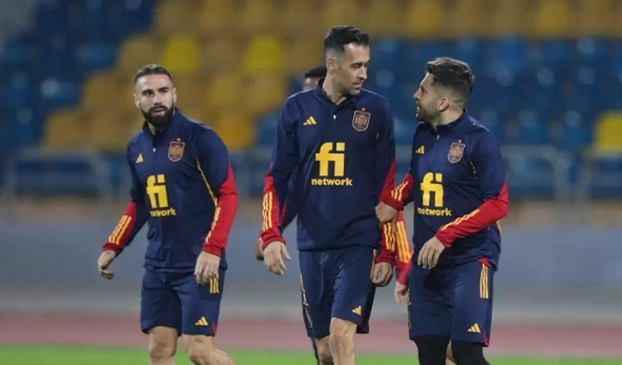 Selección de España entrenando para amistoso con Jordania antes del mundial