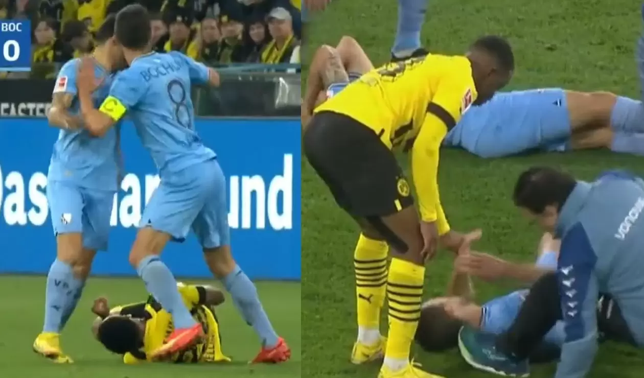 [Video] Un médico en Alemania entró para atender a un jugador y casi lo lesiona peor