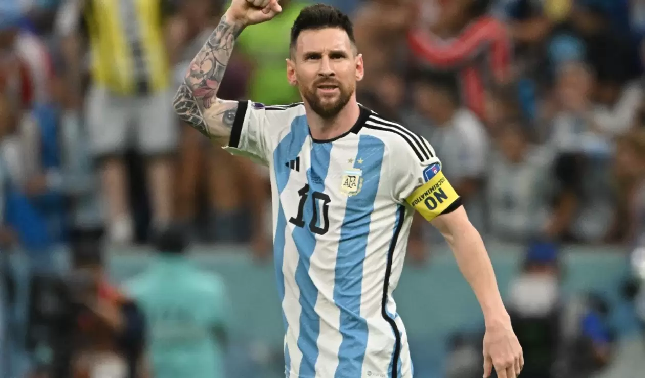 Lionel Messi celebrando el segundo gol de Argentina ante Países Bajos