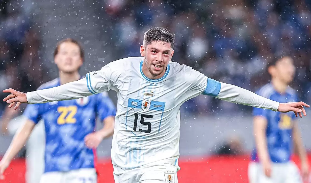 Gol de Fede Valverde en Uruguay vs Japón