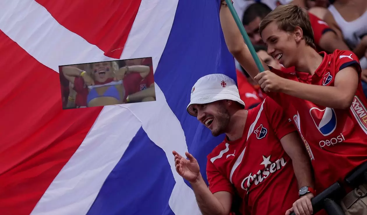 Hincha del Medellín levantó su camiseta en pleno partido