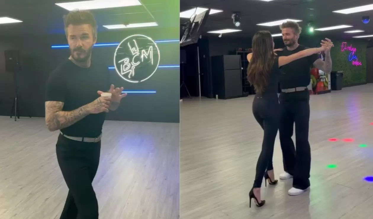 David Beckham bailando salsa