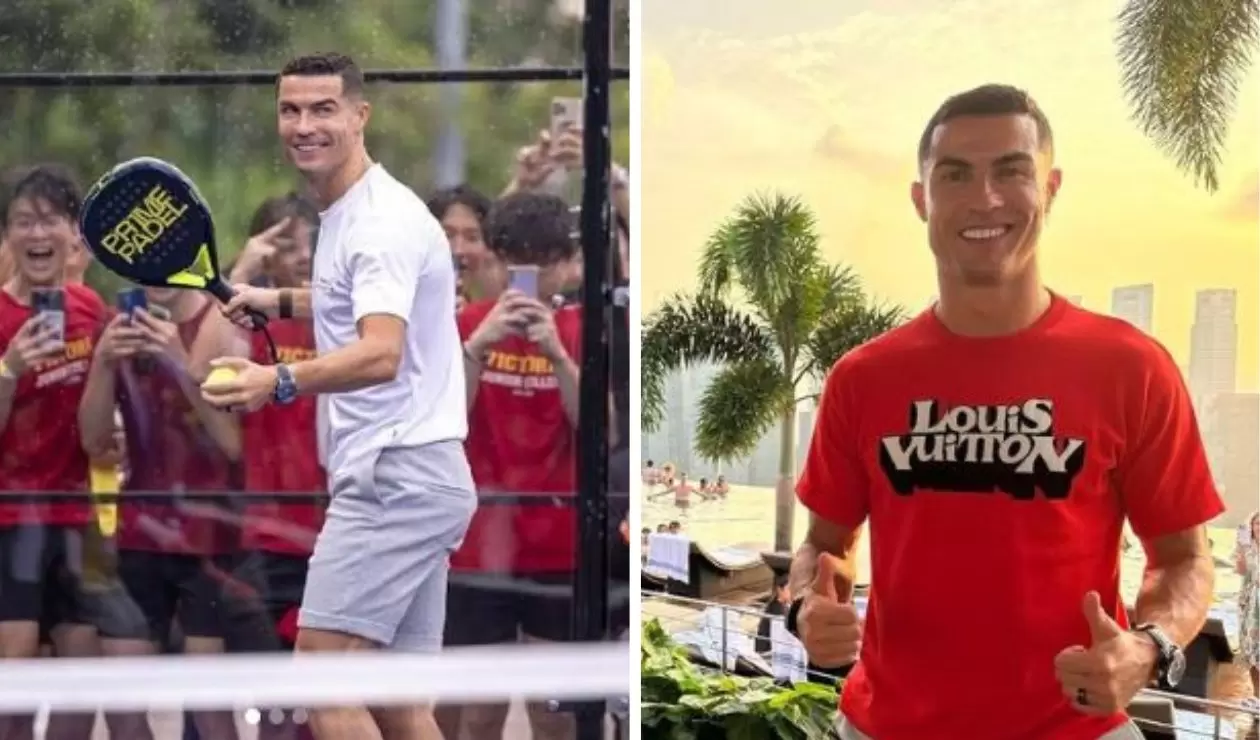 Cristiano Ronaldo jugando al pádel en Singapur