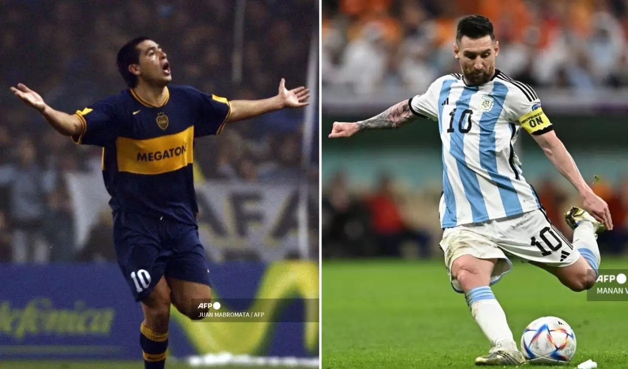 Juan Román Riquelme y Lionel Messi
