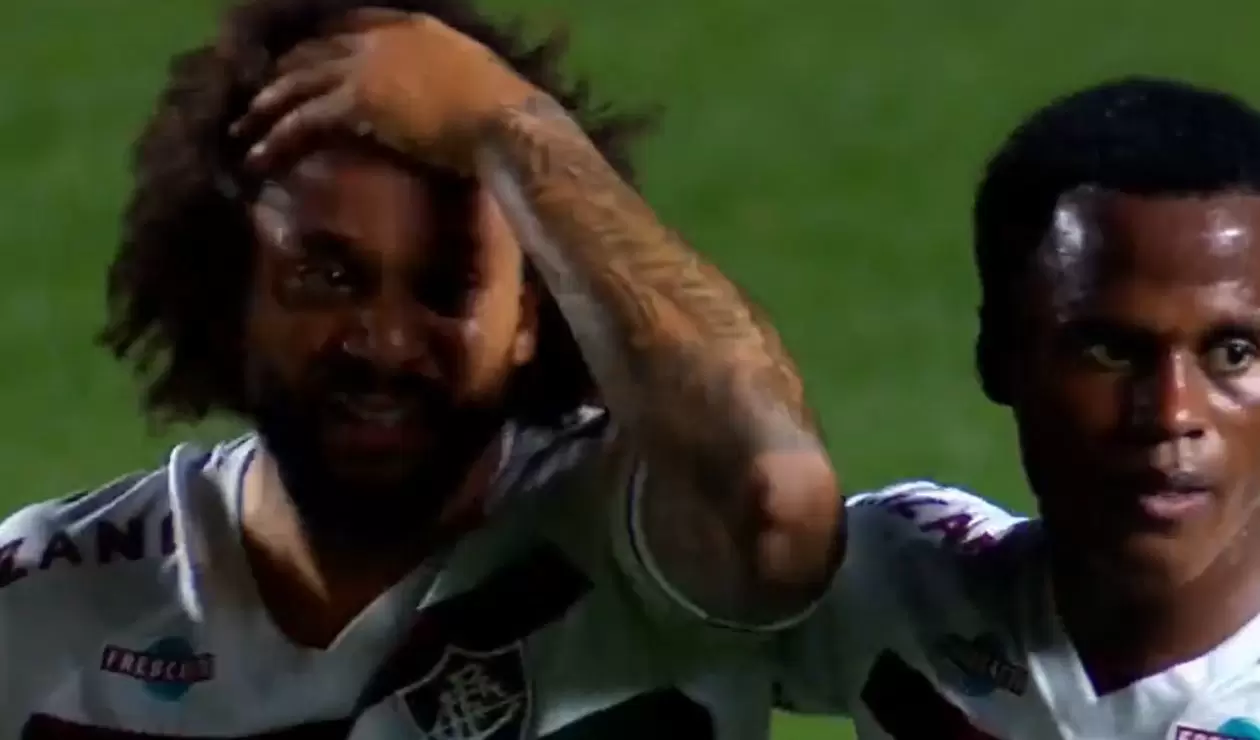 Marcelo llorando por lesión en Argentinos vs Fluminense