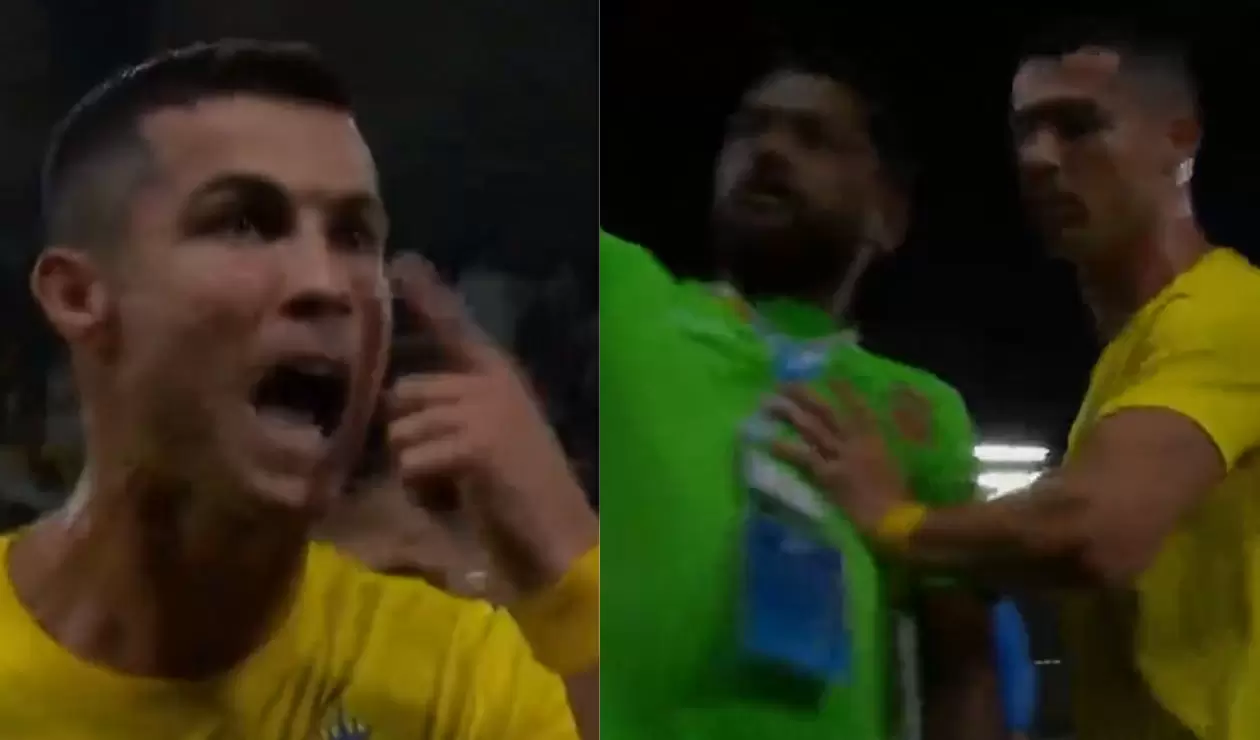 Cristiano Ronaldo empujón en partido de Al Nassr