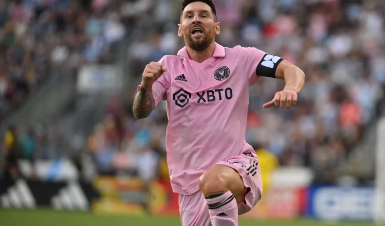 Messi tras el gol a Philadelphia Unión en semifinales de la Leagues Cup