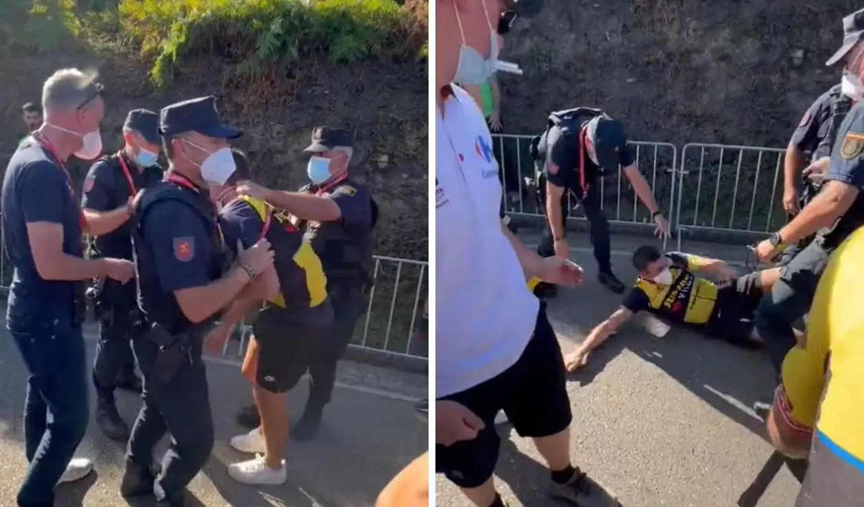 Pelea de integrante del Jumbo con policía en la Vuelta a España