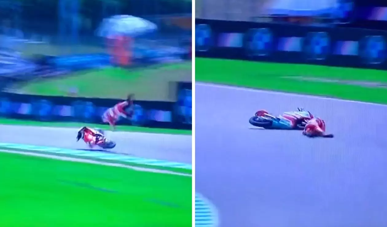 Caída de David Alonso en Moto3