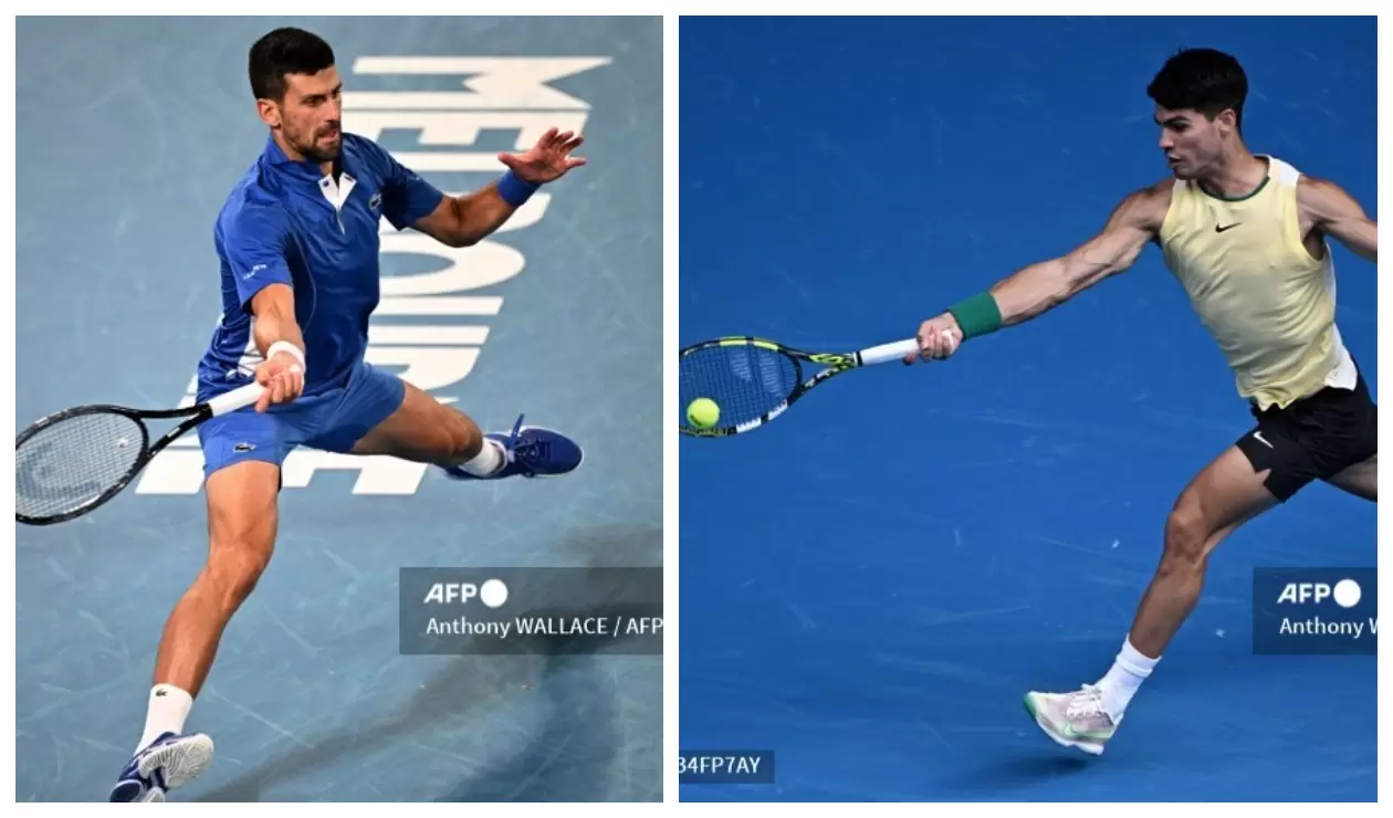 Carlos Alcaraz y Novak Djokovic en el Abierto de Australia 2024