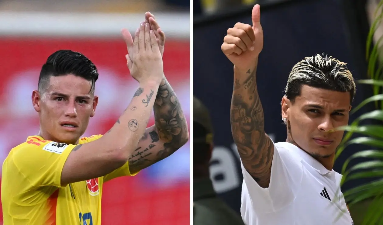 James Rodríguez y Richard Ríos  con la selección Colombia